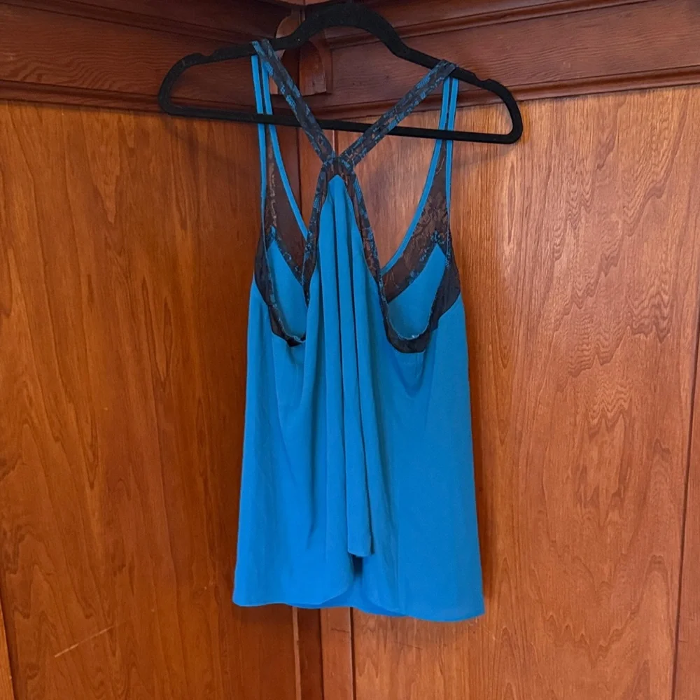 NWT Express Turquoise Lace Accent Blouse - Picture 3 of 4